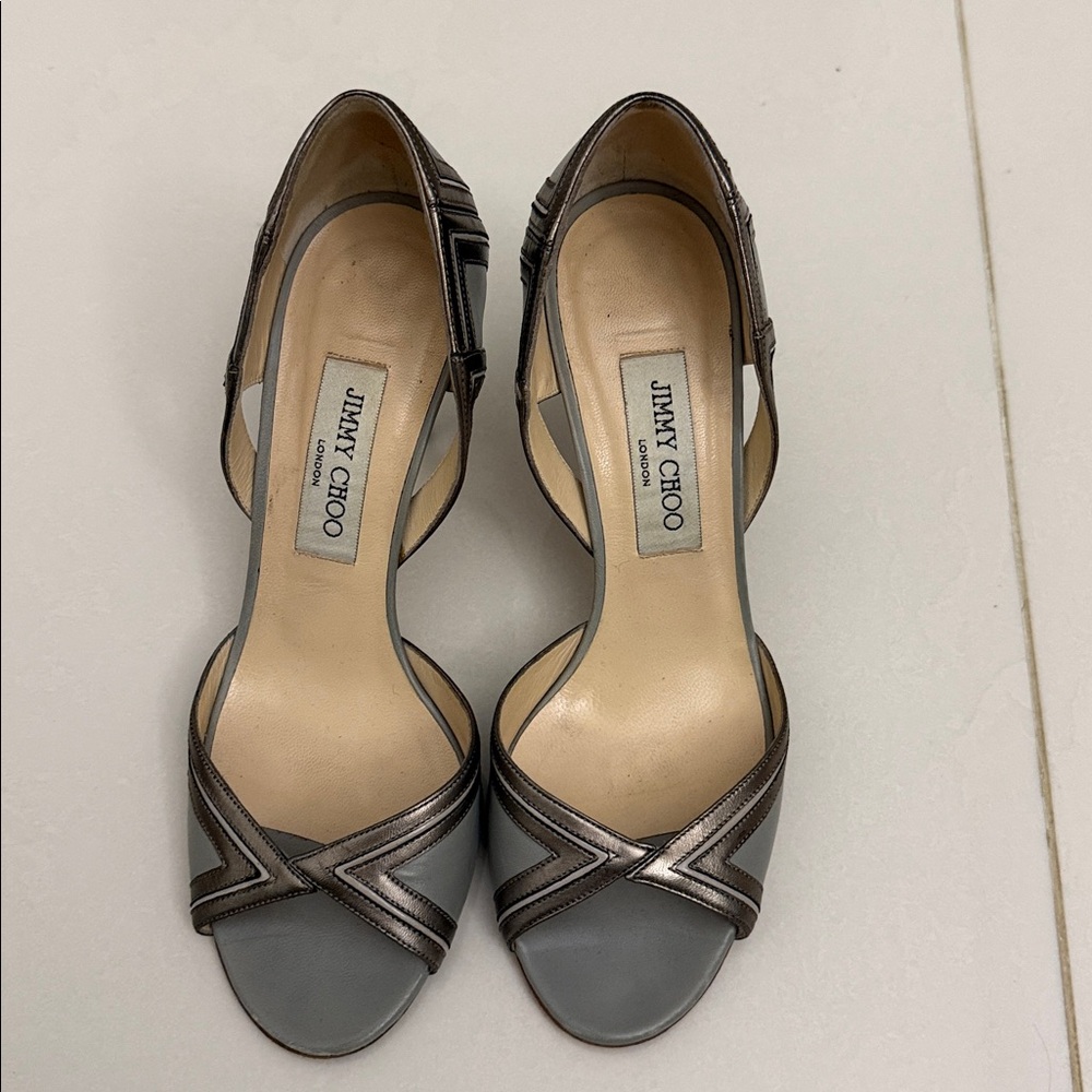 Jimmy Choo Metallic Silver and Gray Sandals